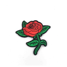 Red Rose Applique Patch - Flower, Bloom, Love Badge 2.5" (Iron on) 2641