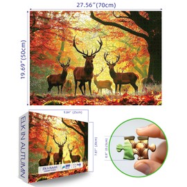 MINIWAN 1000 Piece Jigsaw Puzzle for Adults, Impossible Hard Difficult Challenging Puzzles for Adults, Autumn Elk Nature Landscape Jigsaw Puzzle 1000 Pieces Perfect for Game Nights