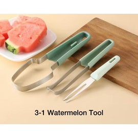 3-in-1 Watermelon Fork Slicer Cutter，Stainless Steel Watermelon Popsicle Cutter Watermelon Cutter Slicer Tool Melon Cutter Knife Portability Fruit Fork for Camping Kitchen Gadgets