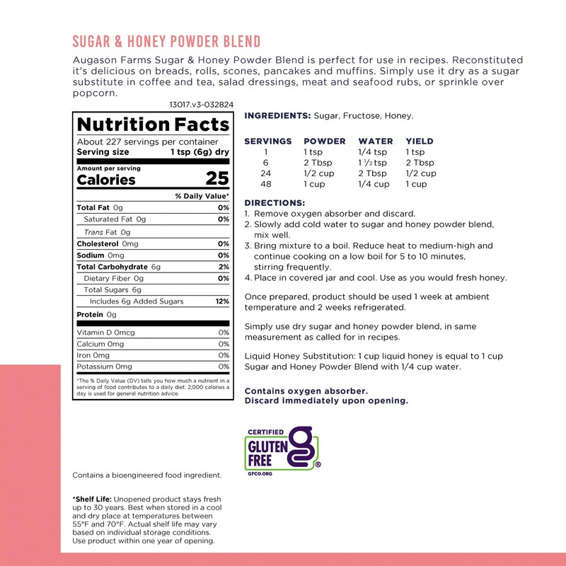 Sugar and Honey Powder Mix Can Emergency Food Supply, 227