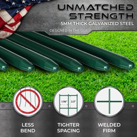 Dog Digging Fence Barrier, Animal Barrier Fence, 5 Fence Panels - Green 24in (L) x 15in (H), 1.8in Spike Spacing with Hammer Cap, Anti Dig Fence Barrier, No Dig Fence for Dogs, Rabbits l Length 10ft