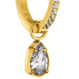 Purelei® Elegant Vintage Hoop Earrings for Women - 18K Gold Plated Cubic Zirconia Drop Stainless Steel (15.6mm) - Jewelry for Women, Stainless Steel, Abalone