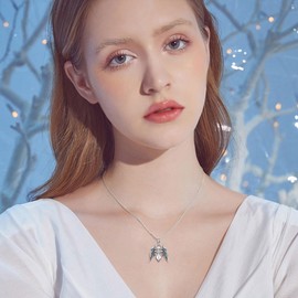 YAFEINI Cross Necklace For Ashes 925 Sterling Silver Cubic Zirconia Angel Wings Pendant Cremation Jewelry For Ashes Memorial Necklace For Men Women