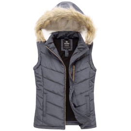 wantdo Women's Quilted Vest Lightweight Sleeveless Puffer Vest Coat (Dark Gray, X-Large)