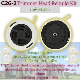 (2pc) FS90 FS91 C26-2 Trimmer Head 4002 710 2169 Fits Stihl FS55, FS56RC, FS70, FS80, FS85, FS87, FS90, FS91, FS100, FS111, FS130 Brushucutters Bump Feed Weed Eater with 4 Primer Bulbs 4226 121 2700