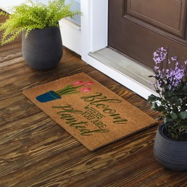 Avera Products Bloom Where You are Planted Doormat - Spring and Summer Design - Natural Coir Fiber Doormat, Anti Slip Mat Backing