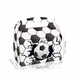 SINGOMON 12PCS Soccer Birthday Party Decorations Soccer Party Favors Soccer Gift Boxes Soccer Candy Boxes Soccer Treat Boxes Cookie Boxes with Handle for Sport Party Decorations Soccer Theme Birthday Decorations Football Party Favors