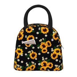 RUVNSR Sunflower Lunch Box Flowers Reusable Cooler Lunch Bags Cute Daisy Floral Insulated Tote Boxes Bag for Work Picnic Outdoor Travel Adult Women Gifts
