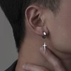 Silver Plated Star Hoop Earrings for Men Punk Star Dangle