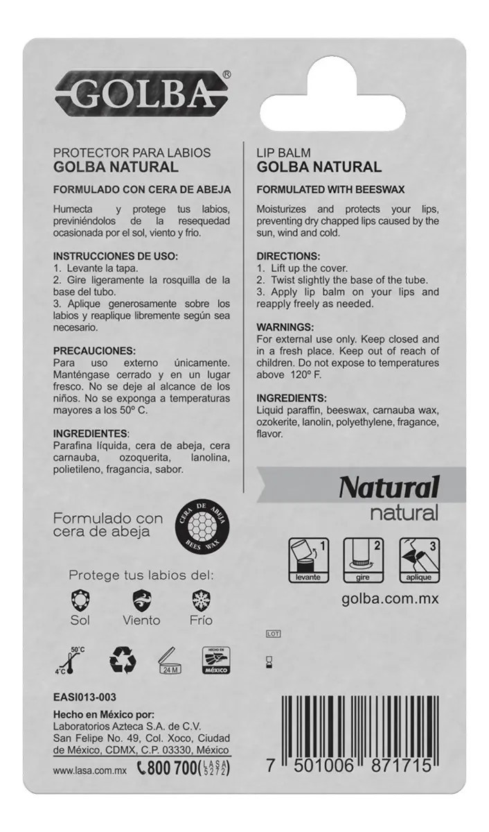 Balsamo Labial Golba Natural 4.5g