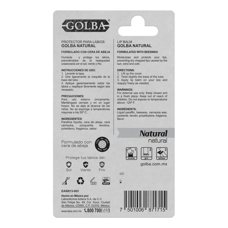 Balsamo Labial Golba Natural 4.5g