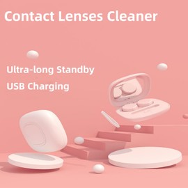 HEYAXA Contact Lens Cleaner Machine,Portable Ultrasonic Contact Lens Cleaning Case with Timer for Hard Lens,Disposal Soft Lens,Contact Lens,RGP Lens,Colored Lens & OK Lens