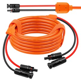 Solar Panel Extension Cable 20FT - MOOKEERF 10AWG+14AWG Solar Wire with Female & Male IP68 Waterproof Connector for RV, Photovoltaic Systems, Home, Boat, Solar Panels, Car