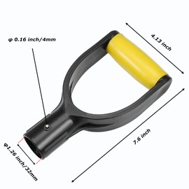 D Grip Plastic Spade Handle, 32mm Inner Diameter Snow Shovel Handle, Snow Scoop Digging Raking Tool, Garden Accessory (Yellow)