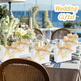 DECHISY Small Gift Bags, 24 Pack Small Thank You Bags Party Favor Bags White Gift Bags Candy Bags with Ribbon,Mini Gift Bags for Bridal Wedding Baby Shower Birthday 4.5x1.8x3.9 Inches