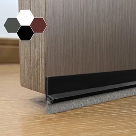 Door Sweep for Bottom of Door, Integrated Bottom Door Draft Stopper with Brush, Self-Adhesive Under Door Seal for Dust/Noise/Hot or Cold Air Insulation, Black 39.37" L/1" W