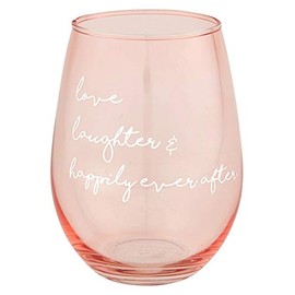 Slant Collections Creative Brands Stemless Wine Glass, 20-Ounce, Love Laugher
