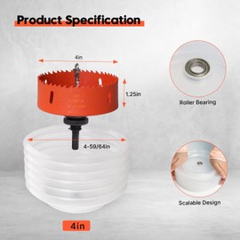 VUAOHIY 4 Inch Hole Saw for Recessed Lights Can Lights, Hole Cutter with Dust Bowl, Hole Saw Dust Catcher with Bi-Metal Wood Drywall Hole