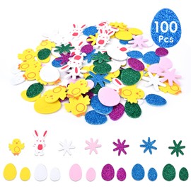 HZHSGLY Easter Stickers for Kids, Easter Foam Stickers Bunny Eggs Pattern Easter Decorations, Easter Crafts for Easter Day Party (one Size, Count, 100)