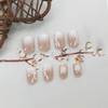 Short Press on Nails Square Fake Nails with Leaves Designs