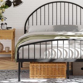 Weehom Full Size Bed Frame, Vintage Platform Metal Full Bed Frame with Victorian Style Wrought Iron-Art Headboard/Footboard, No Box-Spring Needed - Black
