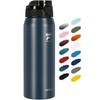 Fanhaw 24 Oz Insulated Stainless Steel Water Bottle with 1