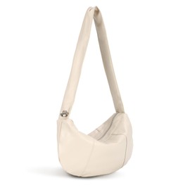 EVEOUT Leather Crescent Crossbody Bag for Women Faux Leather Crescent Hobo Shoulder Bag Large Vintage Dumpling Bag Leather Crescent Tote