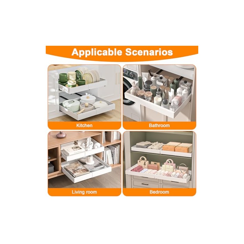 Diealles Shine Telescopic Drawer, Pack of 2, Adjustable Width 31-52