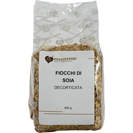 BONGIOVANNI FARINE e BONTA' NATURALI Fiocchi di Soia Decorticata, Cottura a Vapore e Laminazione - Formato da 500 grammi