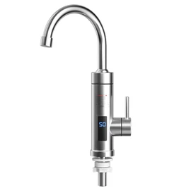 Durchlauferhitzer Wasserhahn, 3000W 220V Elektrischer Wasserhahn 360° Drehbarer LED Küche Armatur Heißwasserhahn Warmwasserhahn Mischbatterie Elektrische Edelstahl für Garten Bad Wohnwagen Camping