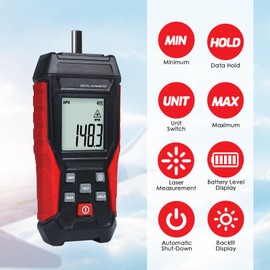 JuviPerpric 2-in-1 Digital Tachometer, Handheld Contact 3~19999RPM & Non-Contact 3~99999RPM Meter with 4 Probes,Hold Data, RPM Tachometer for Small Engines