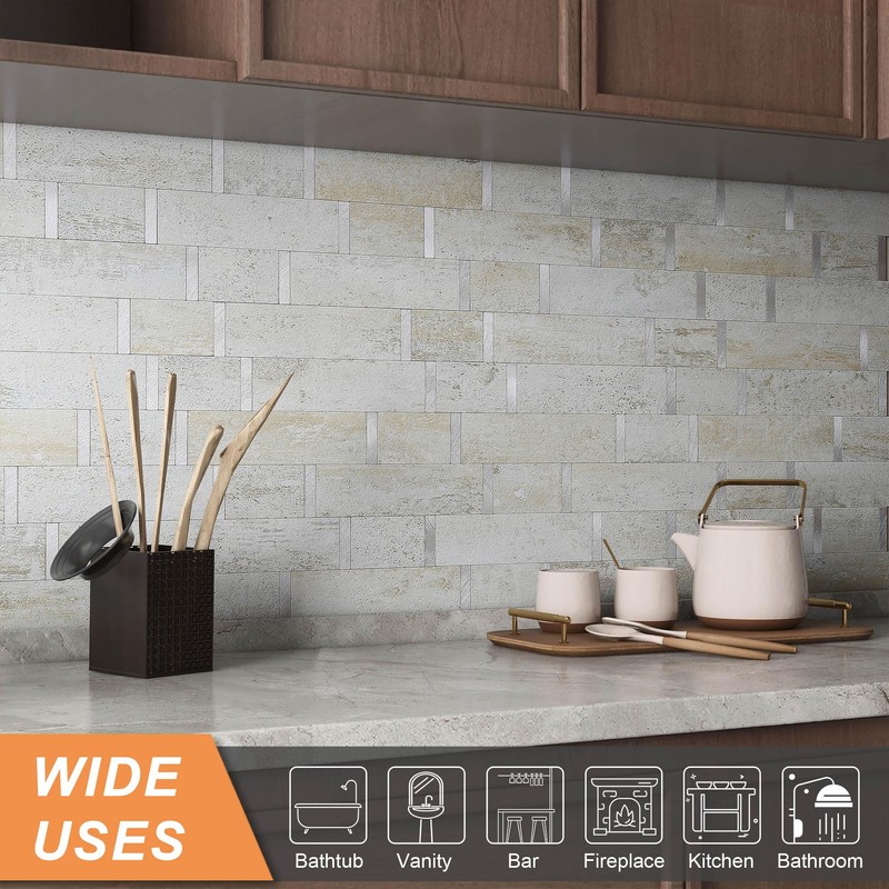VAOVI Matte Marble Subway Tile Peel and Stick Backsplash for