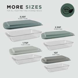 COOK WITH COLOR 8 PC. Glass Baking Dish Set with Lids - Deep Casserole Dish, Glass Food Container, Oven, Freezer and Microwave Safe, Clear Container