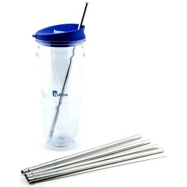 4 Pack Cocostraw for Bubba Envy 24 oz Big Tumbler PerfectFIT 18/8 Stainless Steel Drinking Straws With Cleaning Brush