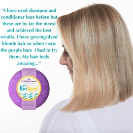 KinKind My PLATINUM touch! Purple Shampoo bar and Purple Conditioner bar. Up to 50 washes. Travel Essentials Set with 2 KinKind travel shampoo bar tins