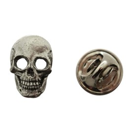 Sarah's Treats & Treasures Skull Mini Pin ~ Antiqued Pewter ~ Miniature Lapel Pin - Antiqued Pewter