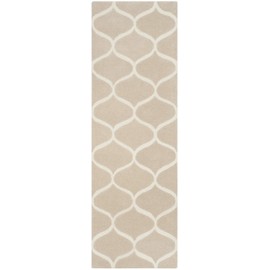 Safavieh Cambridge Collection CAM730J Handmade Moroccan Ogee Premium Wool Runner, 2'6" x 8' , Light Beige / Ivory