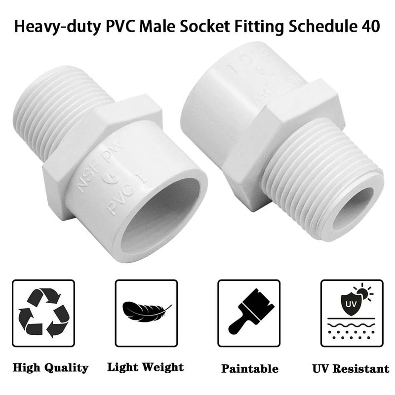 YSIL PVC Fitting 1 Inch 12 Pack, PVC Pipe Male