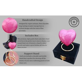 Pink Urn Keepsake Mini Heart Cremation Urn with Premium Black Box & Brass Stand - For Your Loved One & Human Ashes & Perfect Heart Urn for Adults & Infants