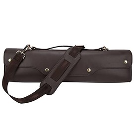 Flute Carrying Bag Hand Synthetic Leather + Non Woven Fabric + Metal Wind Instrument Storage Case with Shoulder Strap((Brown))