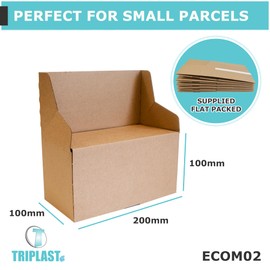 Triplast Ecommerce Crash Lock Boxes with Peel & Seal Strips - Pack of 5 x ECOM02 (200x100x100mm) - Easy to Assemble Quick Seal Strong Cardboard Postal Box Mailers for Packing & Shipping Small Parcels
