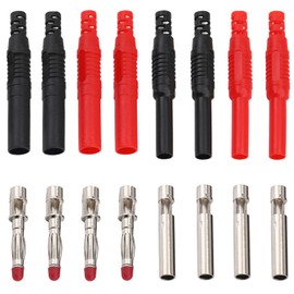 Greluma 8 PCS Insulated Jacketed 4mm Banana Plugs and Sockets Safety Soldering Banana Plugs and Sockets for Multimeter Test Leads