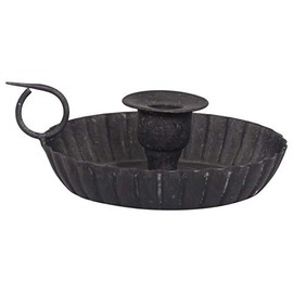 Chic Antique Candlestick with Handle Slate Grey