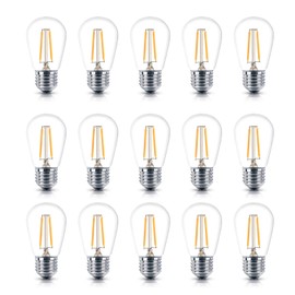 Brightech Ambience PRO LED Energy Efficient 2 Watt Neutral White 3000K Dimmable Bulb - Outdoor String Lights – Edison-Inspired Exposed Filaments - 15 Pack - E26 Base