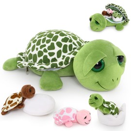 MorisMos Sea Turtle Teddy with Babies inside, Lifelike Cuddly Tortoise Stuffed Animal Plush Soft Toys, Kawaii Presents for Kids Girls Boys Birthday Party Decoration (33 cm)