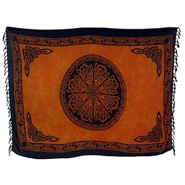 Guru-Shop Bali Batik Sarong for Men and Women, Wall Hanging, Wrap Skirt, Sarong Dress, Beach Towel, Beige, Synthetic, Size: One Size, Sarongs, Beach Towels, Alternative Clothing - Celtic Orange