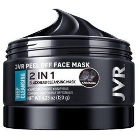 JVR Máscara facial despegable, máscara de puntos negros para hombres, máscara negra de carbón, mascarilla facial refrescante y limpieza profunda para todo tipo de piel, 4.23 onzas