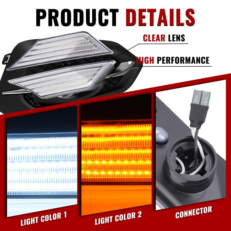 HECASA Pair LED Side Marker Light, Compatible with 2016-2021 Honda