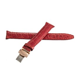 Locman Women's 17mm Red Leather Watch Band Strap with Rose Gold Buckle