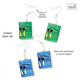 Huckleberry Finn Mark Twain Clay Mini Book Earrings Choose Your Edition and Hardware